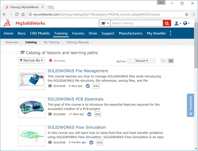 MySolidWorks eCourses